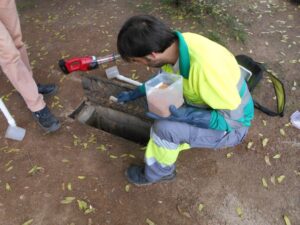 Tècnics de l’ASPB fent tasques de tractaments a Barcelona. Foto: ASPB